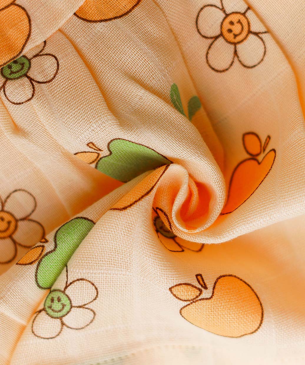 Muslin Knotted Frock - Apricot Sherbet Fujis