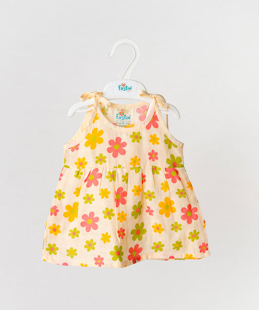 Muslin Knotted Frock - Vanilla Petals