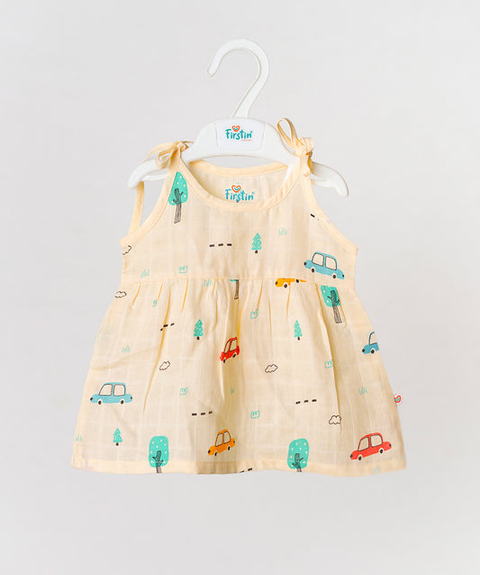 Muslin Knotted Frock - Vanilla Pine