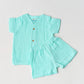 Muslin Bubble Crinkle Jabla-Shorts Set Half Sleeve - Solid Marine