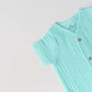 Muslin Bubble Crinkle Jabla-Shorts Set Half Sleeve - Solid Marine
