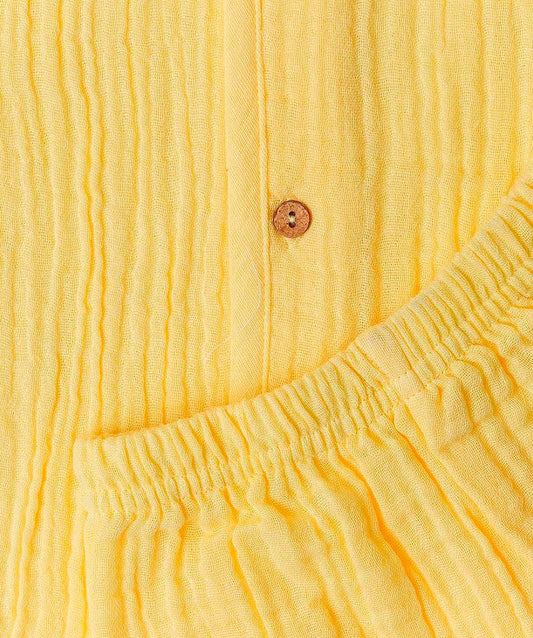 FIRSTIN Muslin Bubble Crinkle Jabla-Shorts Set Sleeveless - Crayola