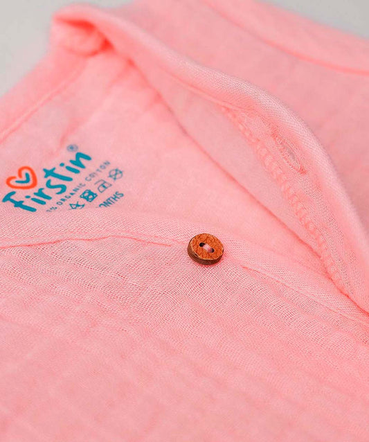 FIRSTIN Muslin Bubble Crinkle Jabla-Shorts Set Sleeveless - Flamingo Pink