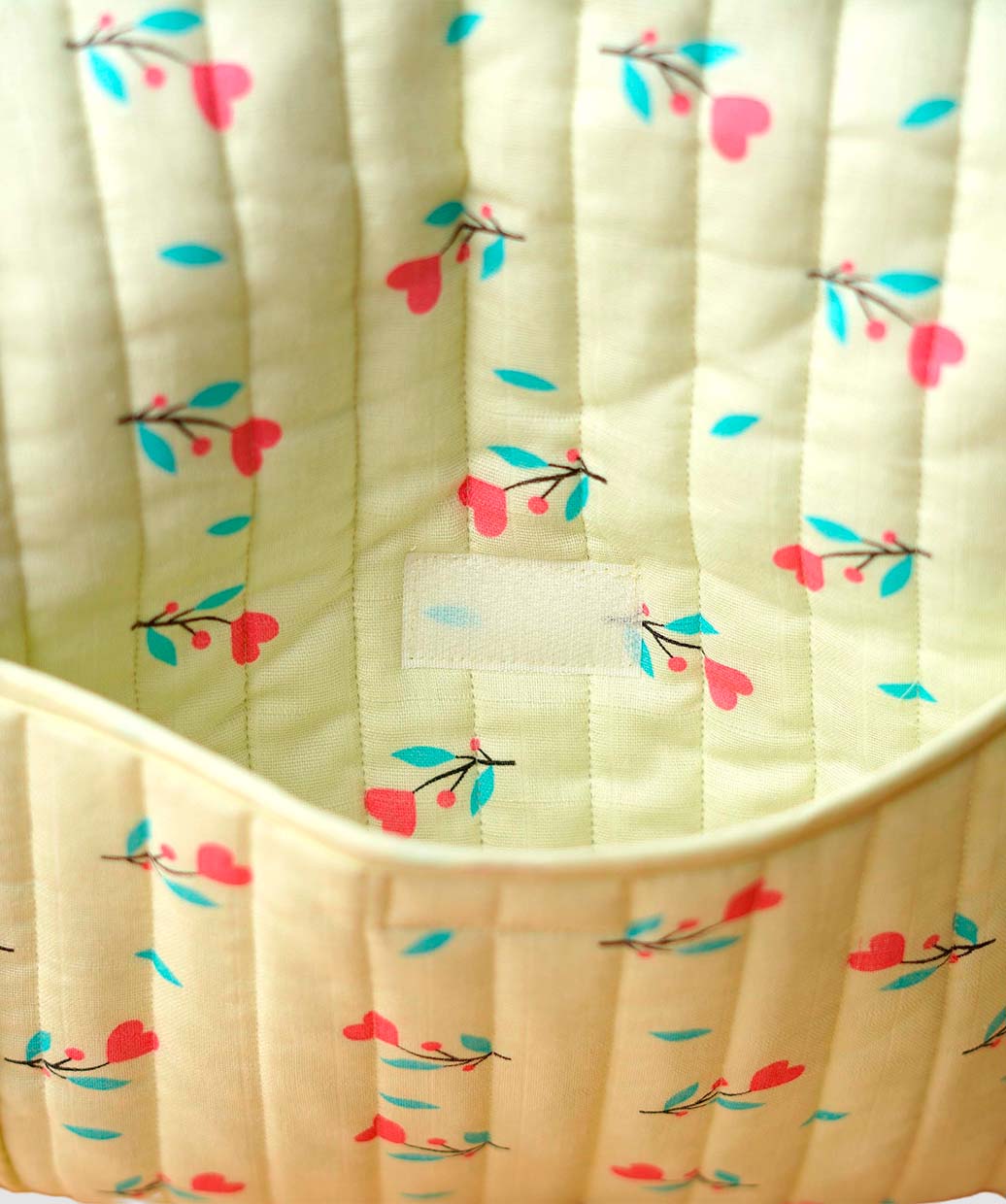 Muslin Lime Cream Anthurium Printed-Diaper Bag 40X28X14CM