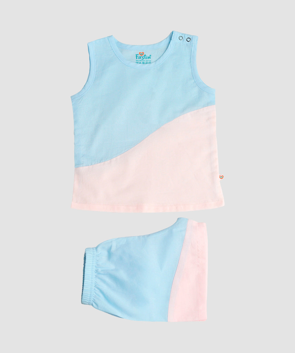Organic Cotton Duo Jabla-Shorts Set Sleeveless - Blue