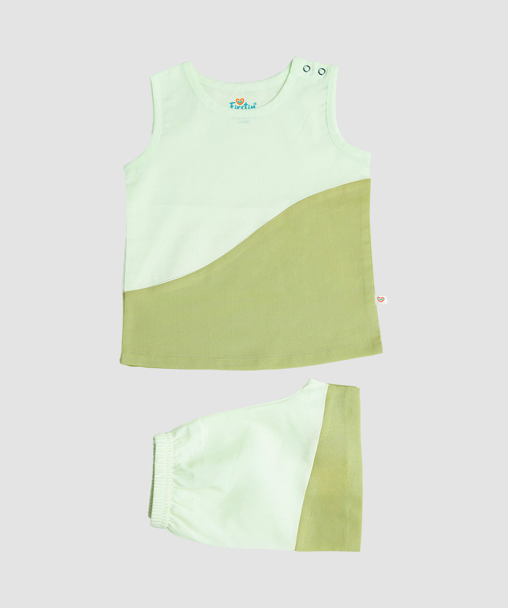 Organic Cotton Duo Jabla-Shorts Set Sleeveless - Fluo Green