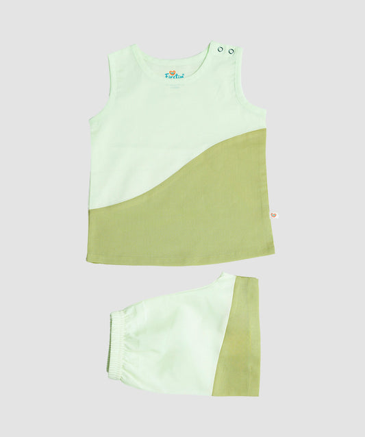 Organic Cotton Duo Jabla-Shorts Set Sleeveless - Fluo Green