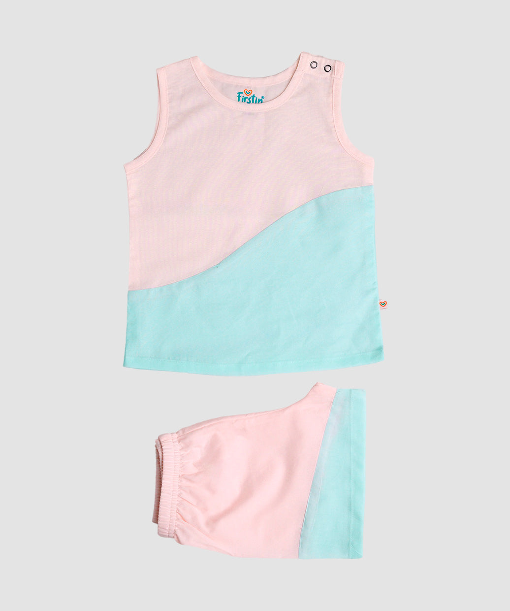 Organic Cotton Duo Jabla-Shorts Set Sleeveless - Salsa Rose