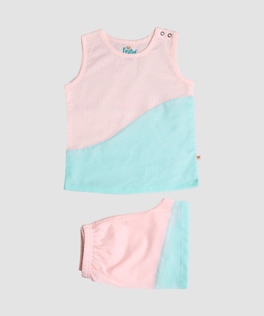 Organic Cotton Duo Jabla-Shorts Set Sleeveless - Salsa Rose