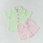 Muslin Seer Sucker Fusion Shirt-Shorts Set - Fluo Green
