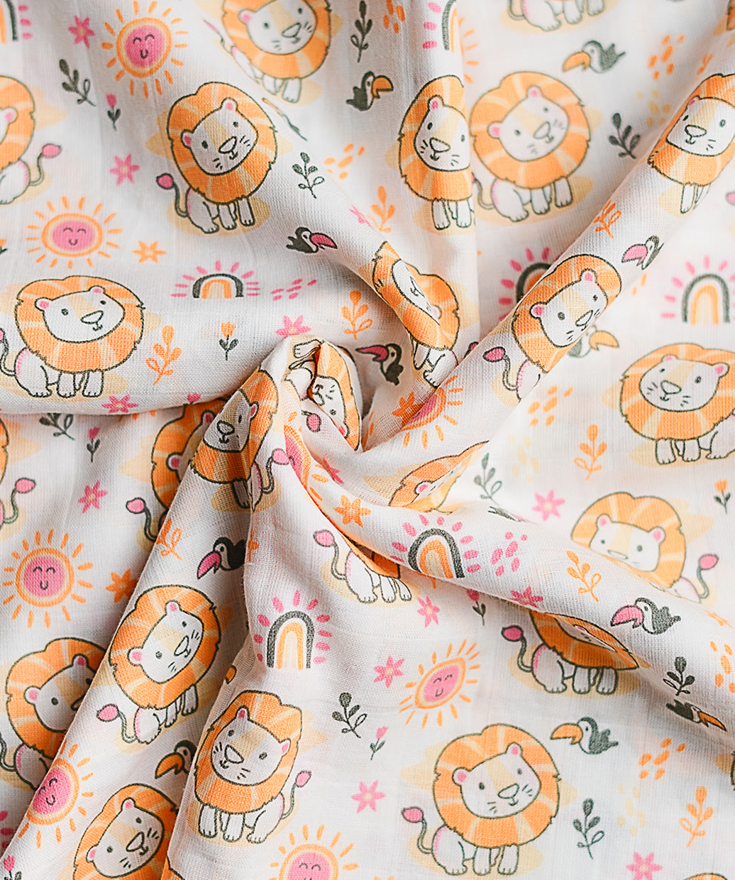 Muslin Swaddle Rainbow Roar 120X120Cm