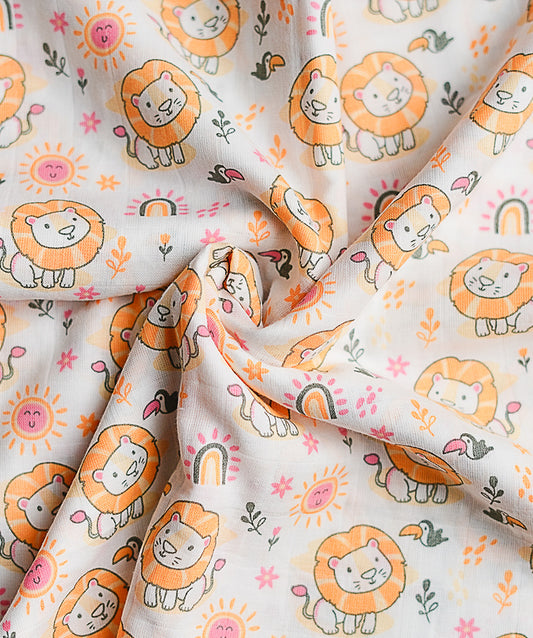 Muslin Swaddle Rainbow Roar 120X120Cm