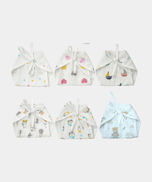 FIRSTIN Muslin Nappy 6 Pcs Pack Combo A