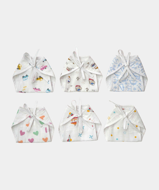 FIRSTIN Muslin Nappy 6 Pcs Pack Combo B