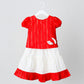 Ridhi Top With Skirt (Puff Sleeve) - Carmine
