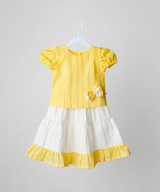 FIRSTIN Ridhi Top With Skirt (Puff Sleeve) - Crayola