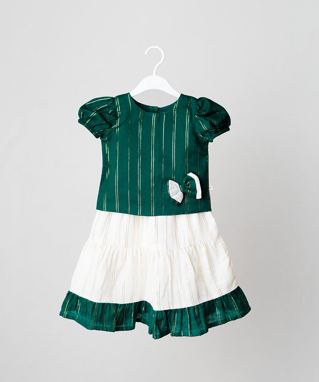 Ridhi Top With Skirt (Puff Sleeve) - Opal