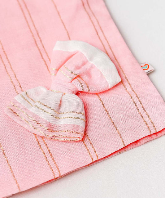 FIRSTIN Ridhi Top With Skirt (Puff Sleeve) - Flamingo Pink