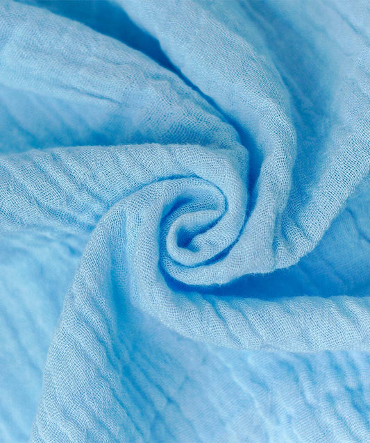 FIRSTIN Muslin Bubble Crinkle Smocking Frock - Aqua