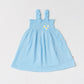 Muslin Bubble Crinkle Smocking Frock - Aqua