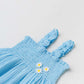 Muslin Bubble Crinkle Smocking Frock - Aqua