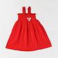 Muslin Bubble Crinkle Smocking Frock - Carmine