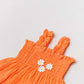 Muslin Bubble Crinkle Smocking Frock - Coral Orange