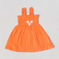 Muslin Bubble Crinkle Smocking Frock - Coral Orange