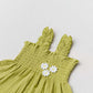 Muslin Bubble Crinkle Smocking Frock - Palm Green