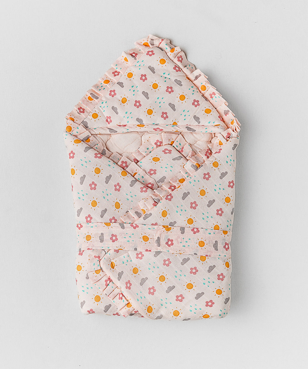 Muslin Salsa Rose Daisy Cloud Baby Wrap Bed