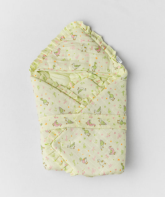 Muslin Lime Cream Runner Duck Baby Wrap Bed