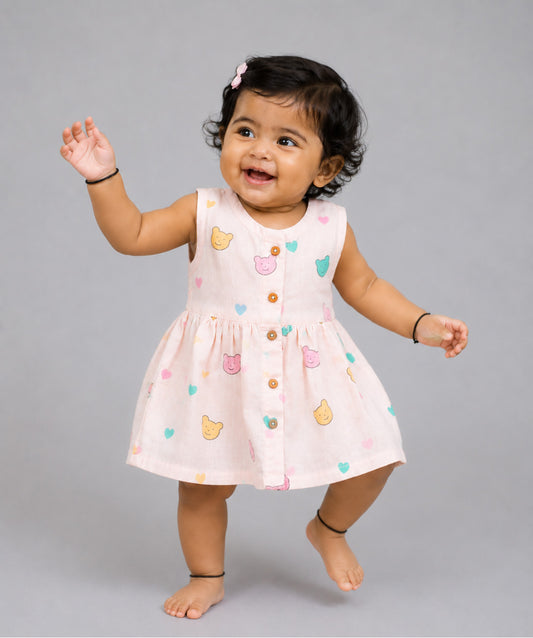 Muslin Front Open Sleeveless Frock - Salsa Rose Buddy
