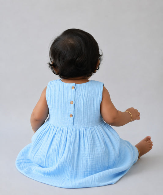 Muslin Bubble Crinkle Grace Frock - Aqua