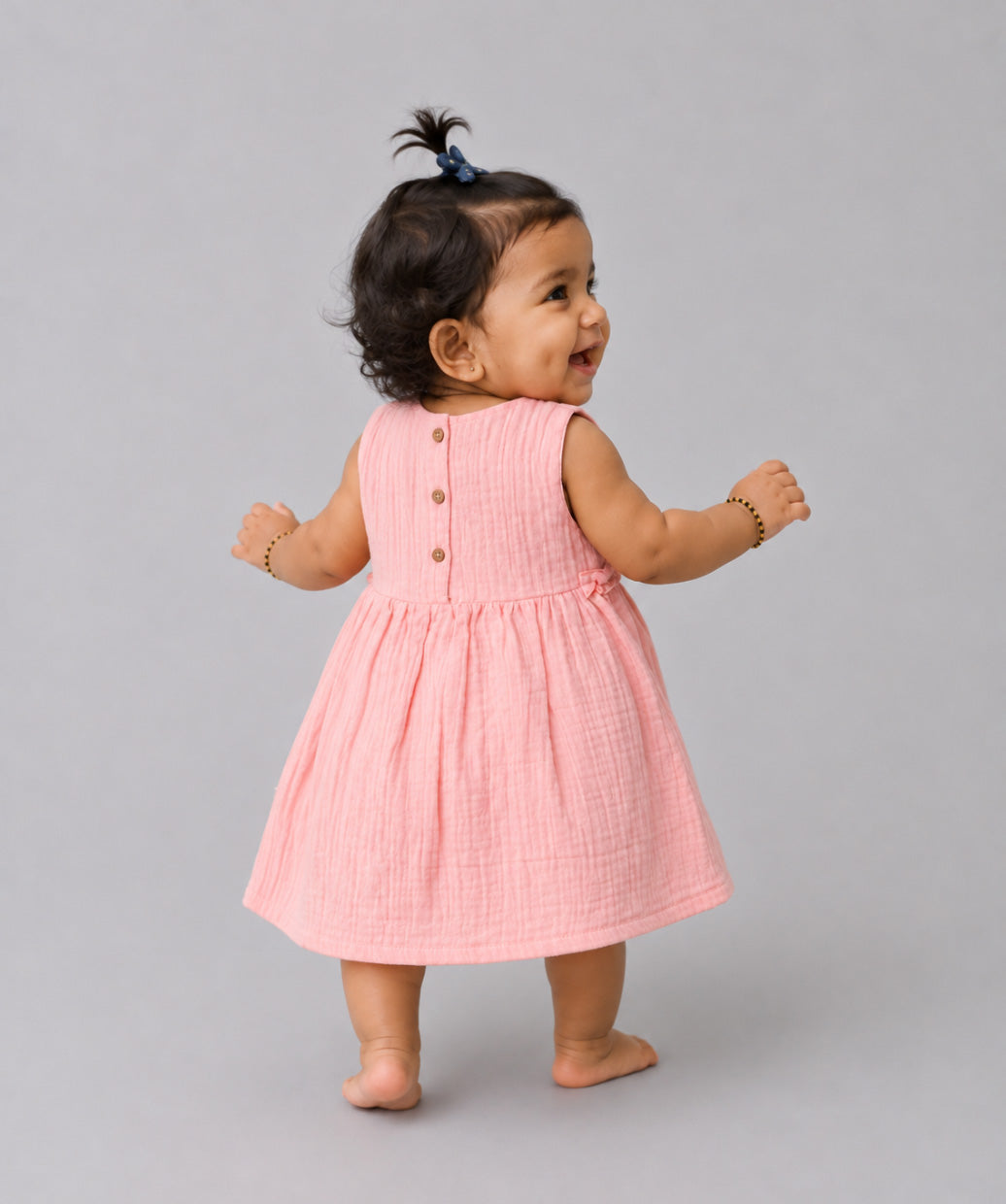 Muslin Bubble Crinkle Grace Frock - Flamingo Pink