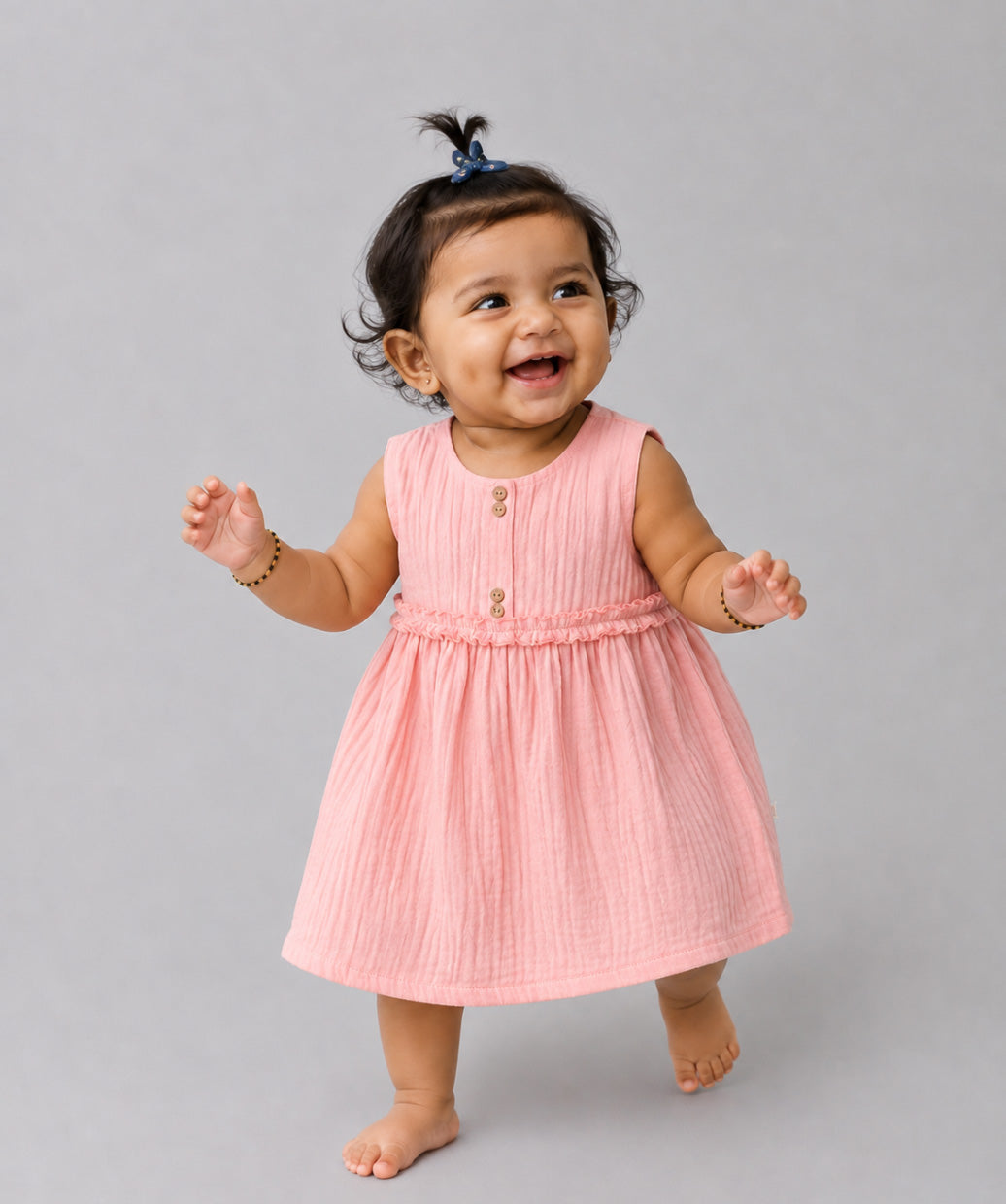 Muslin Bubble Crinkle Grace Frock - Flamingo Pink