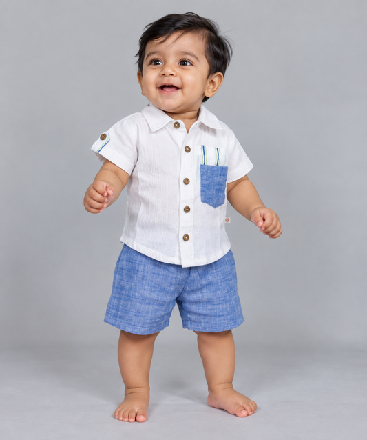 Muslin Lycra Pocket Prince - Cobalt Blue