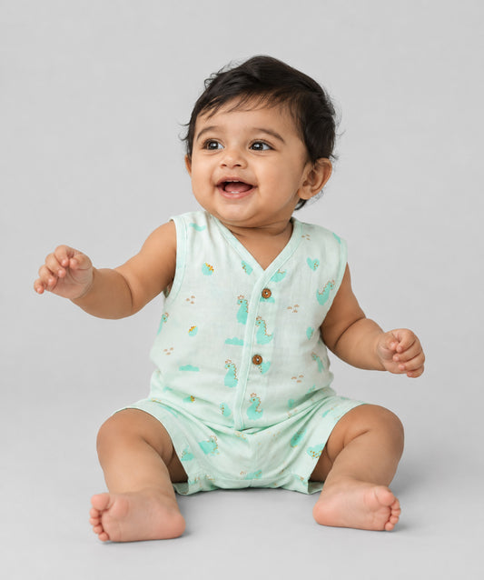 Muslin Jabla-Shorts Set Sleeveless - Frost Dino Crown