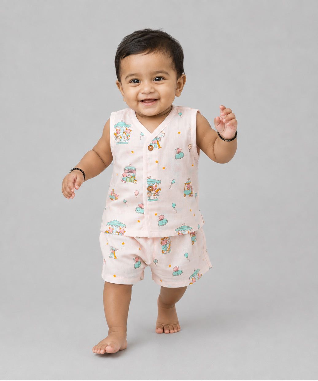 Muslin Jabla-Shorts Set Sleeveless - Salsa Rose Ferris Wheel