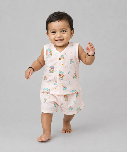 Muslin Jabla-Shorts Set Sleeveless - Salsa Rose Ferris Wheel