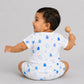 Blue Fir Tree White Base Muslin Jabla Shorts Set Half Sleeve