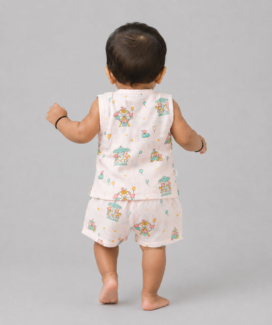 Muslin Jabla-Shorts Set Sleeveless - Salsa Rose Ferris Wheel