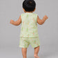 Lime Cream Runner Duck Muslin Jablas Shorts Set Sleeveless