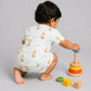 Frost Joyous Giraffe Printed Muslin Jabla Shorts Set Half Sleeve