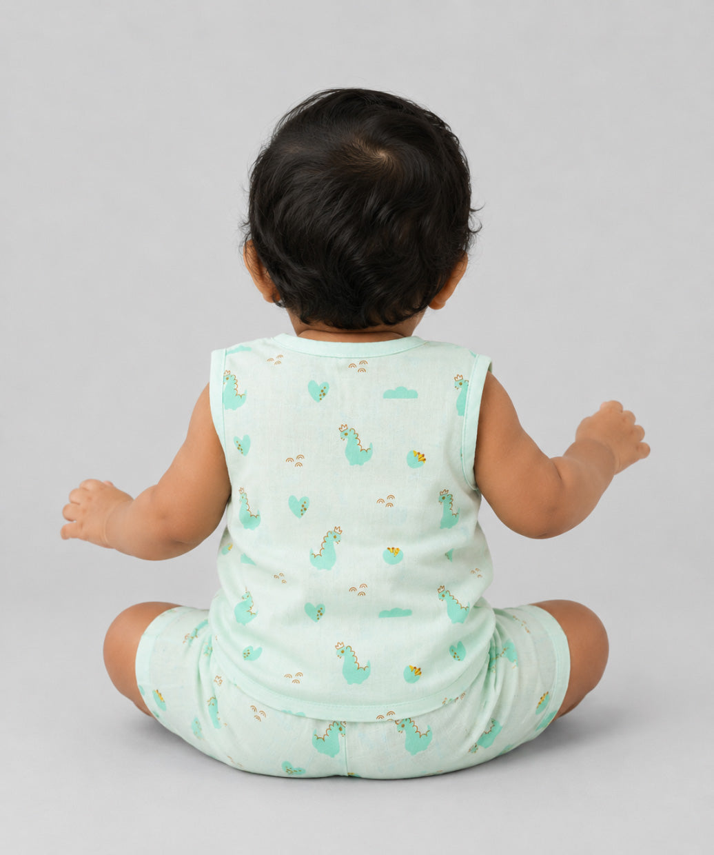 Muslin Jabla-Shorts Set Sleeveless - Frost Dino Crown