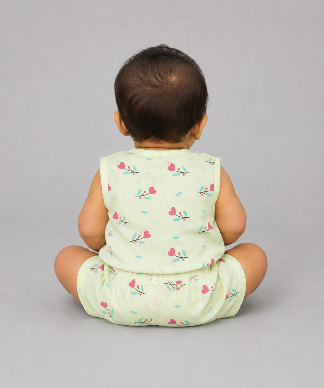 Muslin Jabla-Shorts Set Sleeveless - Lime Cream Anthurium