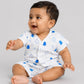 Blue Fir Tree White Base Muslin Jabla Shorts Set Half Sleeve
