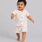 Salsa Rose Daisy Cloud White Base Muslin Jabla Shorts Set Half Sleeve