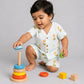 Frost Joyous Giraffe Printed Muslin Jabla Shorts Set Half Sleeve