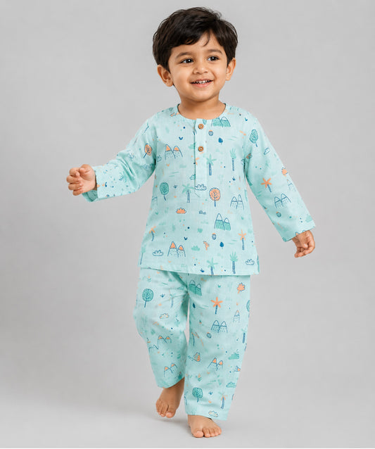 Muslin Pyjamas Set - Mint Cliff