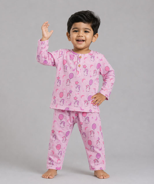 Muslin Pyjamas Set - Fragrant Lilac Penguin